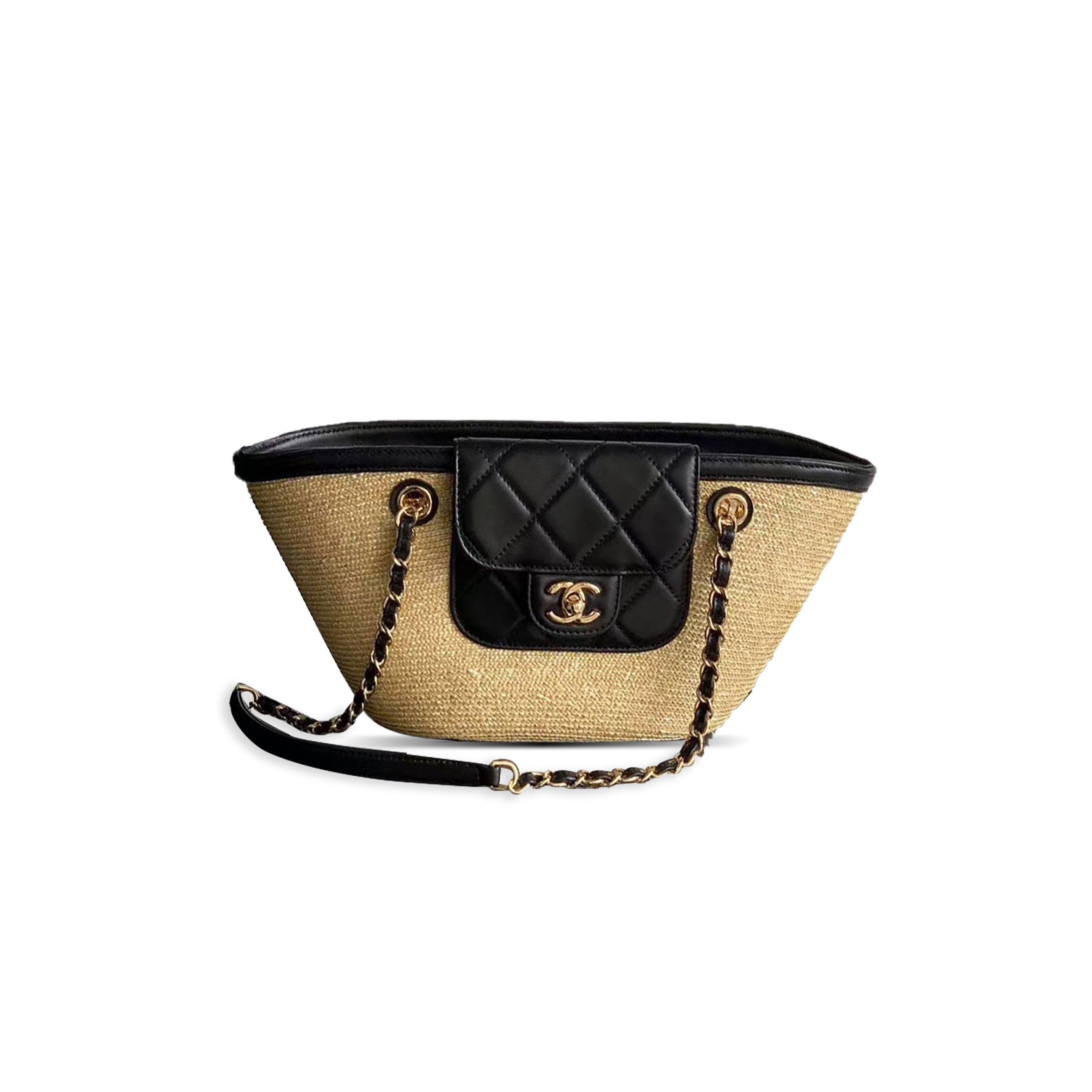 Ch**el large woven basket shopping bag (39*22*14cm)